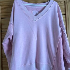 Aerie Oversized Soft Pink V-Neck Sweatshirt